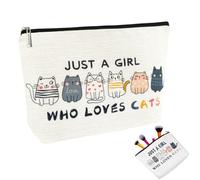OUDQFCJ Neceser de Maquillaje con Diseño de Gato, Regalos Originales y Dulces para Mujeres, Amantes de los Gatos, Madres, Hijas Adolescentes, Hermanas y Mejores Amigas (con Cremallera)