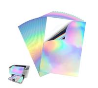 OUDQFCJ Papel Vinilo Holográfico Imprimible con Recubrimiento Cúbico, 12 Hojas, Papel Holográfico y Adhesivo Imprimible, Pegatinas Holográficas para Impresoras Láser e Inyección de Tinta (Tamaño A4)