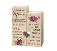 OUDQFCJ Regalos Originales para Mamá de Hija o Hijo, Regalo del Día de la Madre, Regalo de Cumpleaños, Portavelas de Madera en Forma de Corazón, Decoración, Idea de Regalo para la Mejor Madre
