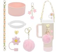 OUDQFCJ Set de Accesorios Para Stanly Cup, Mango de Botella de Agua, Protector de Fondo de Silicona, Tapones para Pajitas, Accesorios y Tapa Termo, Compatible con Stanly Quencher (800ml - 1100ml)