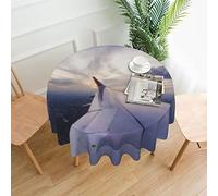 Oudrspo Airplane Travel Time is Sunset Business Distant Evening Float Holiday Journey Mantel de Respaldo Redondo Mantel de Tela Suave y Lavable para Mesa de Comedor, 60'' Redondo