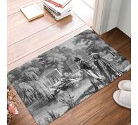 Oudrspo Alfombra de Entrada Duradera y Suave con diseño de la Revolución Francesa: Hombre y Mujer en un jardín. Ideal para Interiores y Exteriores, con Suela de Goma. Medidas: 16 x 24 Pulgadas.