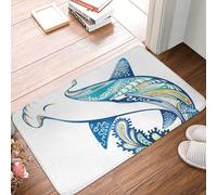 Oudrspo Alfombra de Entrada Duradera y Suave con diseño de tiburón Martillo, Ideal para Interiores y Exteriores, con Suela de Goma, 40,6 x 60,9 cm (16 x 24 Pulgadas).