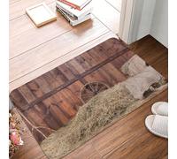 Oudrspo Alfombra de Entrada rústica con diseño de pacas de heno, Estilo Granero del Oeste, Resistente y Suave, con Suela de Goma para Interiores y Exteriores, 16 x 24 Pulgadas.