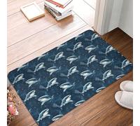 Oudrspo Alfombras de baño Azul Marino con Estampado de tiburón, Lavables a máquina, para Ducha, Antideslizantes y absorbentes, de 16x24 Pulgadas.