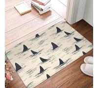Oudrspo Alfombras de baño con Estampado de Aleta de tiburón, Lavables a máquina, Ideales para la Ducha o el baño. Alfombras Antideslizantes y absorbentes de 40 x 60 cm (16 x 24 Pulgadas).