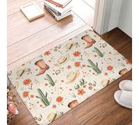 Oudrspo Alfombras de baño con Estampado de Botas, Sombrero de Vaquero y Cactus, Lavables a máquina, Ideales para la Ducha o el baño. Alfombras de baño Antideslizantes y absorbentes de 16x24 Pulgadas.