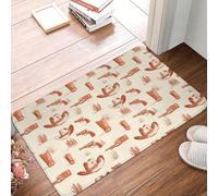 Oudrspo Alfombras de baño con Estampado de Sombrero de Vaquero del Oeste, Lavables a máquina, alfombras de Ducha para baño, alfombras de baño Antideslizantes y absorbentes de 16x24 Pulgadas.