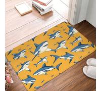 Oudrspo Alfombras de baño con Estampado de tiburón Azul, Lavables a máquina, Antideslizantes y absorbentes, de 16x24 Pulgadas.