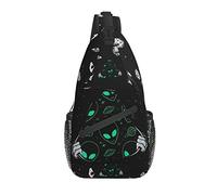 Oudrspo Aliens Pattern Sling Bag Casual Bandolera Bandolera UFO Mochila Pecho Mochila para Viajes Deporte Senderismo Gimnasio