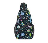 Oudrspo Aliens Pattern Sling Bag Casual Bandolera Bandolera UFO Mochila Pecho Mochila para Viajes Deporte Senderismo Gimnasio