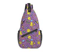 Oudrspo Aliens Pattern Sling Bag Casual Bandolera Bandolera UFO Mochila Pecho Mochila para Viajes Deporte Senderismo Gimnasio