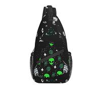 Oudrspo Aliens Pattern Sling Bag Casual Bandolera Bandolera UFO Mochila Pecho Mochila para Viajes Deporte Senderismo Gimnasio