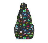 Oudrspo Aliens Pattern Sling Bag Casual Bandolera Bandolera UFO Mochila Pecho Mochila para Viajes Deporte Senderismo Gimnasio