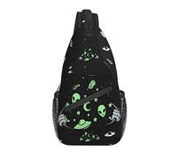 Oudrspo Aliens Pattern Sling Bag Casual Bandolera Bandolera UFO Mochila Pecho Mochila para Viajes Deporte Senderismo Gimnasio