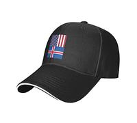 Oudrspo America Islandia Amistad Bandera Ajustable Sandwich Dad Casquette para Hombres Mujeres Negro
