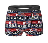 Oudrspo Arkansas Estados Unidos Bandera Mapa Rojo Azul Hombres Boxer Calzoncillos Ropa Interior para Hombre Novedad Regalos Stretch Comfort Suave Breve