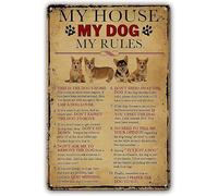 Oudrspo Arte mural con frase Corgi Dog House - Letrero retro de hojalata para sala o cocina, 15 x 20 cm