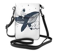 Oudrspo Astronaut and Whale In The Clouds Women Leather Crossbody Bags Cell Phone Purse Multiple Card Slots Wallet