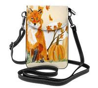 Oudrspo Autumn Fox and Pumpkin Women Cell Phone Purse Leather Crossbody Handbag Bag