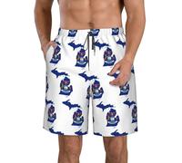 Oudrspo Bañador para Hombre con la Bandera de Michigan y el Mapa 7, de Secado rápido, con la Bandera de Nigeria y Pantalones Cortos de Playa.