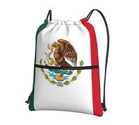 Oudrspo Bandera de México Ocio al aire libre Cremallera Mochila con cordón =>> 15.3 X 18in/ 39 X 46cm (LXH), Bueno para viajar, Equipaje de mano, Equipaje, Camping