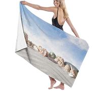 Oudrspo Baño Grande, Suave y liviano, Conchas Marinas frágiles en Sand Hill con Sky Coastal Theme Summer Beach Photo, Toalla de Playa para la Familia Hotel Travel Swimming Sports