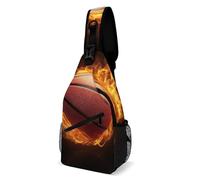 Oudrspo Basketball on Fire Sling Bag for Men Women Crossbody Backpack Colorful Tulip Flowers Crossbody Bag Chest Bags for Travel Sport