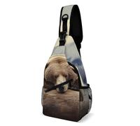 Oudrspo Bear Sleep Sling Bag for Men Women Crossbody Backpack Black And White Skull Pattern Crossbody Bag Chest Bags for Travel Sport