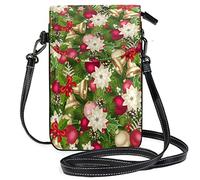 Oudrspo Beautiful Christmas Ball Crossbody Phone Purse Small Mini Shoulder Bag Cell Phone Pouch Leather Wallet for Women Girls