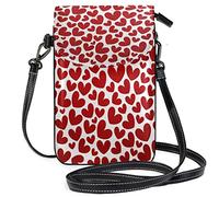 Oudrspo Beautiful Red Love Heart Crossbody Phone Purse Small Mini Shoulder Bag Cell Phone Pouch Leather Wallet Best Gift for Valentines Day,Anniversary,Birthdays