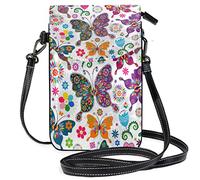 Oudrspo Bohemian Butterfly Flowers Crossbody Phone Purse Small Mini Shoulder Bag Cell Phone Pouch Leather Wallet Best Gift for Valentines Day,Anniversary,Birthdays