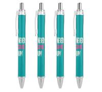 Oudrspo Bolígrafo retráctil de tinta negra suave para concientización sobre el cáncer de mama, nunca te rindas, suministros de oficina, 4 unidades
