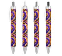 Oudrspo Bolígrafos de gel de escritura suave en espiral con calavera negra, retráctil, punta fina de 0,5, para escuela, oficina, teñido anudado, espiral, con patrón de calavera, 4 unidades