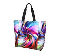 Oudrspo Bolsa de compras de hombro de gran capacidad para mujer con tinte de corbata colorida, compras de viaje diarias, compras, almacenamiento de bolsos