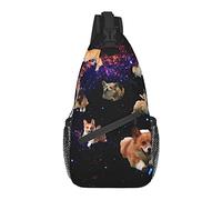 Oudrspo Bolsas de gimnasio de moda para hombre, antirrobo, compatibles con Galaxy Space Cute Corgi, mochila cruzada para correr con cremallera, mochila multiusos para ciclismo, viajes, senderismo