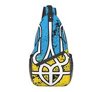 Oudrspo Bolso bandolera antirrobo, para el escudo de armas de Ucrania, bandera grunge, mochila bandolera impermeable para el pecho, mochila informal ligera para viajes y deportes