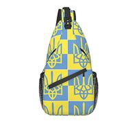 Oudrspo Bolso bandolera antirrobo, para la bandera del escudo de armas de Ucrania, mochila bandolera impermeable para el pecho, mochila informal ligera para viajes y deportes