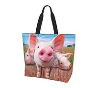 Oudrspo Bolso de compras de hombro de gran capacidad para damas de cerdo lindo divertido, compras de viaje diarias, compras, almacenamiento de bolsos
