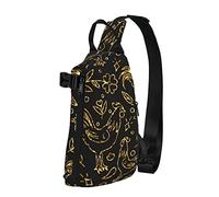 Oudrspo Bolso de pecho para hombres y mujeres, diseño de gallo, pollo, pájaro, floral, bandolera de gran capacidad con correa ajustable para el hombro