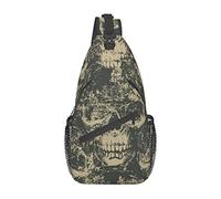 Oudrspo Bolsos cruzados con diseño de calavera para mujer y hombre, bolsa cruzada en el pecho, mochila con eslinga ajustable, bolso de hombro para viajes en bicicleta, deporte, senderismo