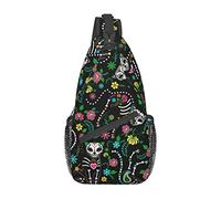 Oudrspo Bolsos cruzados con diseño de calavera para mujer y hombre, bolsa cruzada en el pecho, mochila con eslinga ajustable, bolso de hombro para viajes en bicicleta, deporte, senderismo