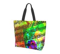 Oudrspo Bolsos reutilizables del ultramarinos de la nota de la música de la moda, bolso de asas del hombro del bolso de la música para el viaje de compras