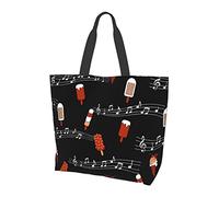 Oudrspo Bolsos reutilizables del ultramarinos de la nota de la música de la moda, bolso de asas del hombro del bolso de la música para el viaje de compras