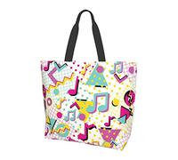 Oudrspo Bolsos reutilizables del ultramarinos de la nota de la música de la moda, bolso de asas del hombro del bolso de la música para el viaje de compras