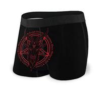Oudrspo Bóxer para Hombre, Calzoncillos Tipo bóxer con Cabeza de Cabra y Demonio Baphomet, bañadores, Ropa Interior Transpirable cómoda, Calzoncillos Tipo bóxer con Bolsa