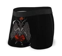 Oudrspo Bóxer para Hombre, Calzoncillos Tipo bóxer demoníaco Baphomet, símbolo satánico, Novedad, Ropa Interior Estampada, bóxer elástico con Bolsa
