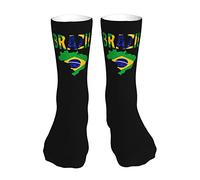 Oudrspo Brasil Bandera brasileña Calcetines Hombre Crew Calcetín Medias gruesas Humedad Calcetines Compresión Correr Calcetín 16 pulgadas