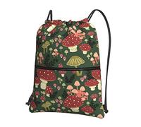 Oudrspo Bright Mushrooms Art Ocio al aire libre Mochila con cordón con cremallera =>> 15.3 X 18in/ 39 X 46cm (LXH), buena para viajar, equipaje de mano, equipaje, acampar