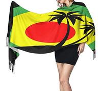Oudrspo Bufanda Rastafari Reggae Emblema Palmas negras Mantón largo Mantón suave y cálido Bufandas Mujeres elegantes Manta Bufanda para otoño invierno al aire libre 77x27 pulgadas